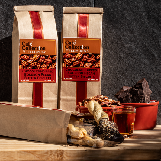 Chocolate-Dipped Bourbon Pecan Butter Biscuit