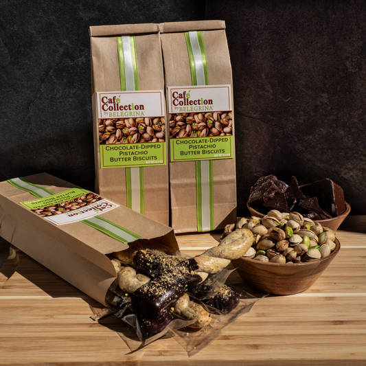 Chocolate-Dipped Pistachio Butter Biscuit
